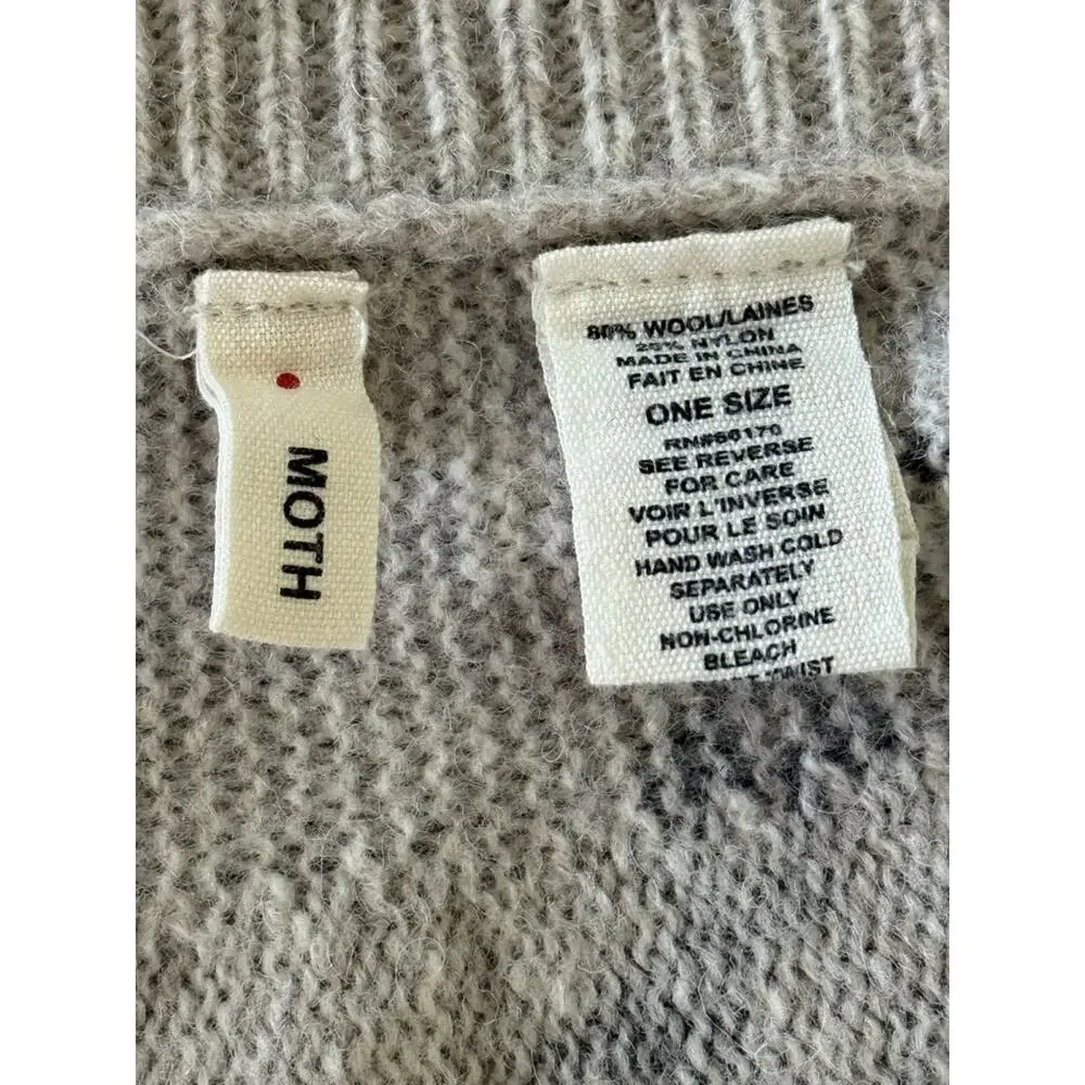 Anthropologie Moth Women's OS Wool Blend Butterfly Print Cape Sweater Artsy RARE - Picture 5 of 6